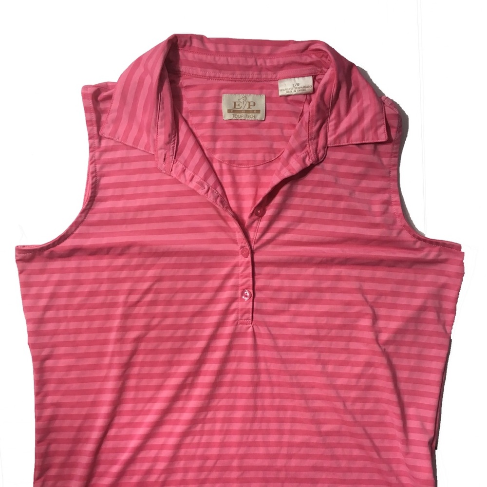 Women’s EP Pro pink striped golf shirt size large